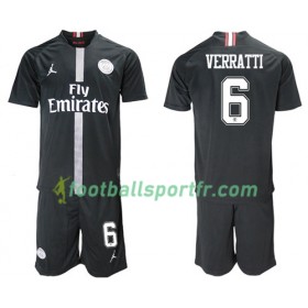 Tenue Paris Saint Germain Verratti 6 Jordan Noir Enfant Troisieme 2018-2019 Maillot de Foot
